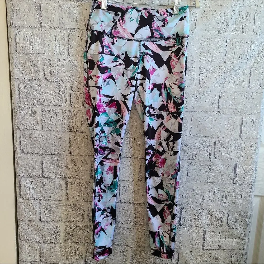 Zelos Floral Multi Colored Workout Ankle Leggings Women's Small